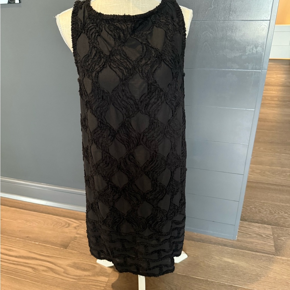 Max Studio Black Textured Dress NWT sz Large Cotton